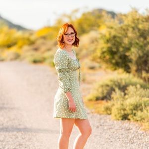 Shein sage green floral dress